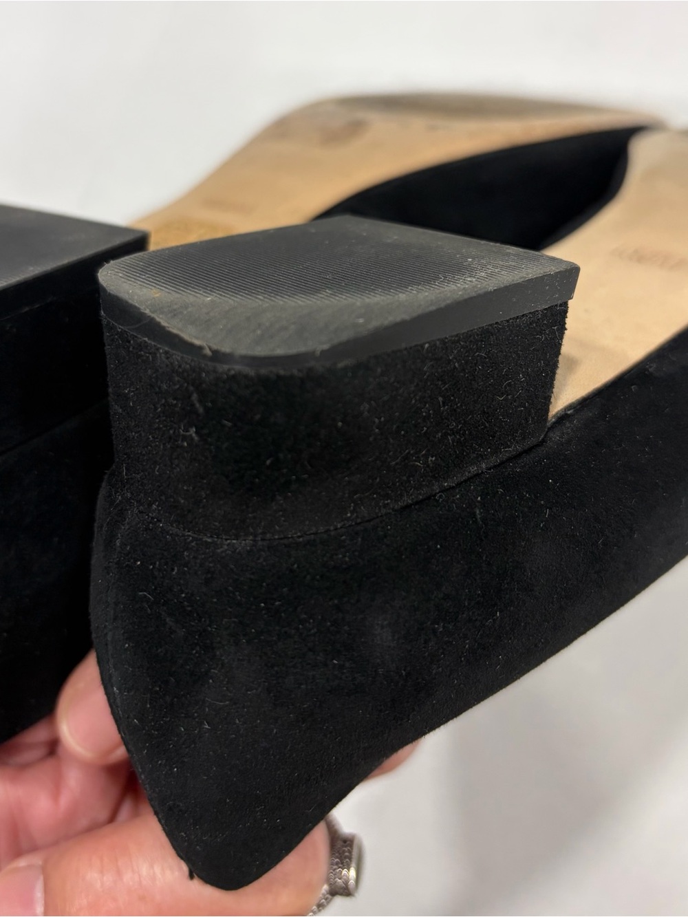 Tory Burch Black Suede Logo Plaque Flats - Picture 5 of 12